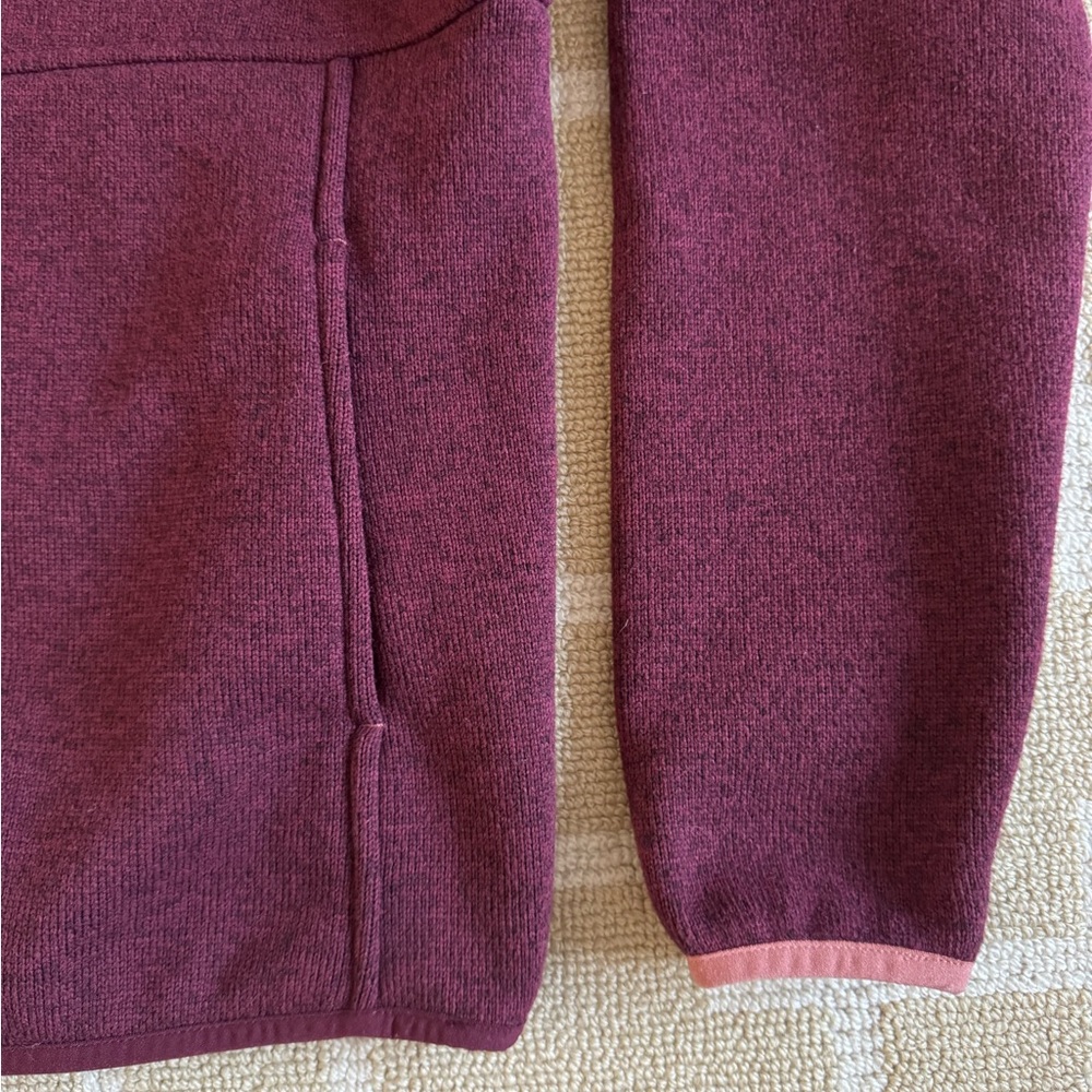 L.L. Bean Fleece Lined Hooded Sweater Outdoor Winter Layer Plum Wine Pink Small - Picture 6 of 9